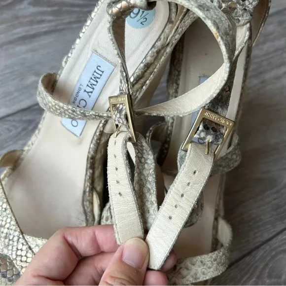 Jimmy Choo Snakeskin Espadrilles Wedge Sandals