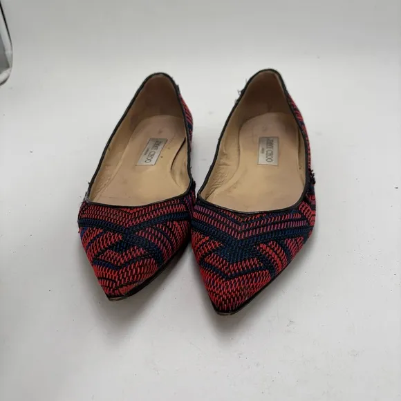 Jimmy Choo Women’s 40 Multicolor Woven Pointed Toe Alina Flats
