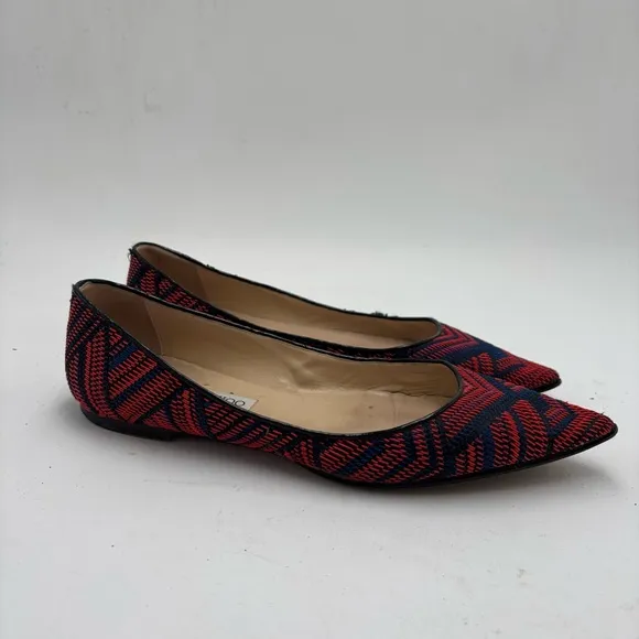 Jimmy Choo Women’s 40 Multicolor Woven Pointed Toe Alina Flats