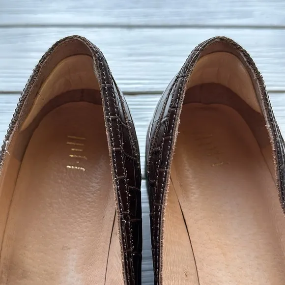 J.Ji Stephanie Chunky Loafer Leather Brown Croc Pattern size 9.5