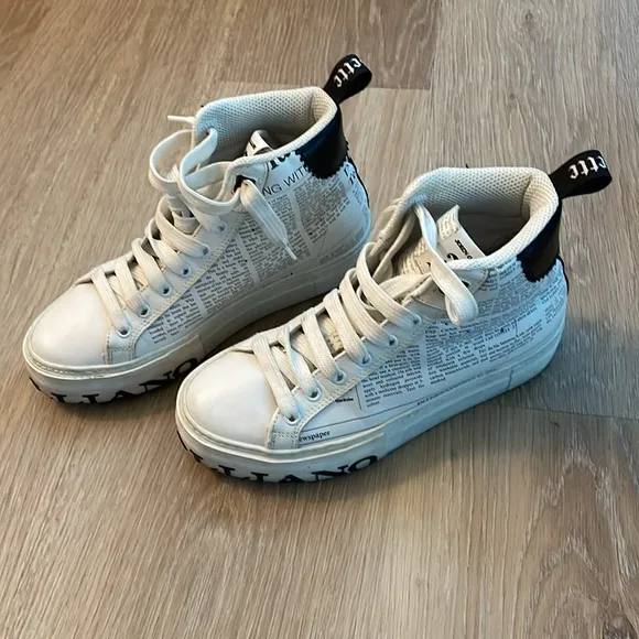 [John Galliano] White printed High-Top Sneakers