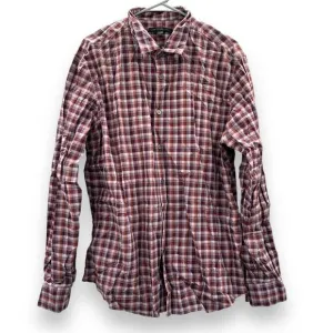 John Varvatos Red &amp; White Plaid Long Sleeve Button Down Shirt Size‎ XL