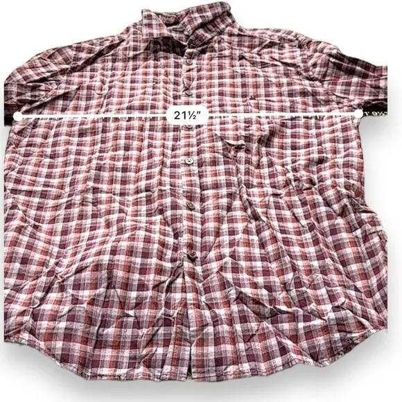 John Varvatos Red &amp; White Plaid Long Sleeve Button Down Shirt Size‎ XL