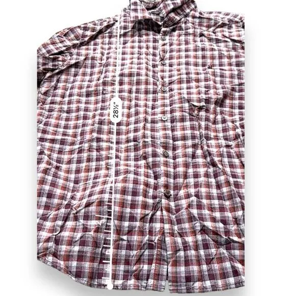 John Varvatos Red &amp; White Plaid Long Sleeve Button Down Shirt Size‎ XL