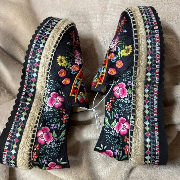 Johnny‎ Was Joshua Floral Platform Espadrilles Size 8 1/2 NEW