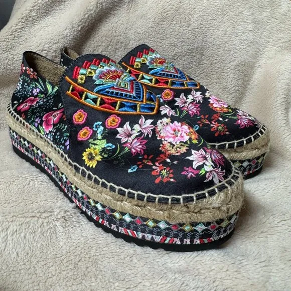 Johnny‎ Was Joshua Floral Platform Espadrilles Size 8 1/2 NEW