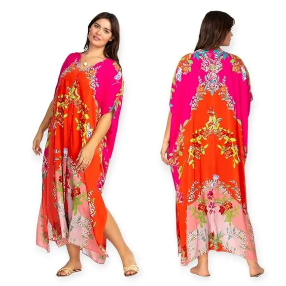 Johnny Was | L/XL | Nanya V-Neck Maxi Kaftan Dress Cover Up Robe