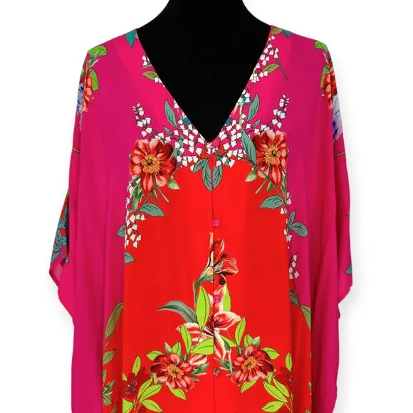 Johnny Was | L/XL | Nanya V-Neck Maxi Kaftan Dress Cover Up Robe