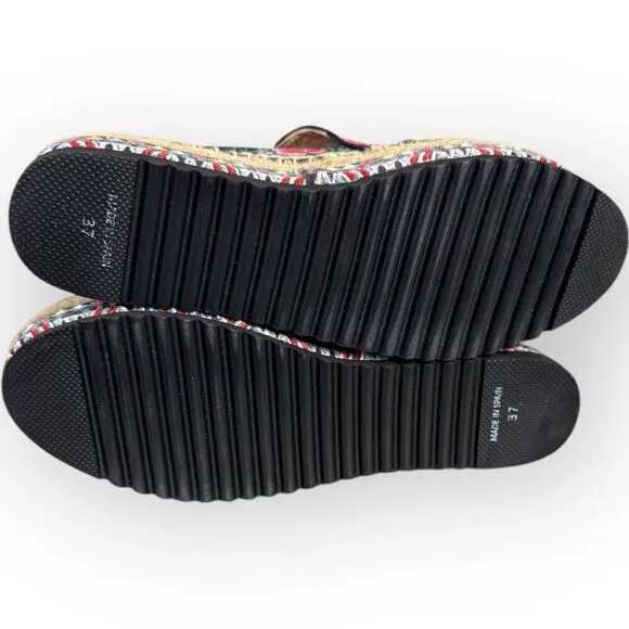 Johnny Was Joshua Platform Embroidered Espadrille 37 (Fits 6-6.5)