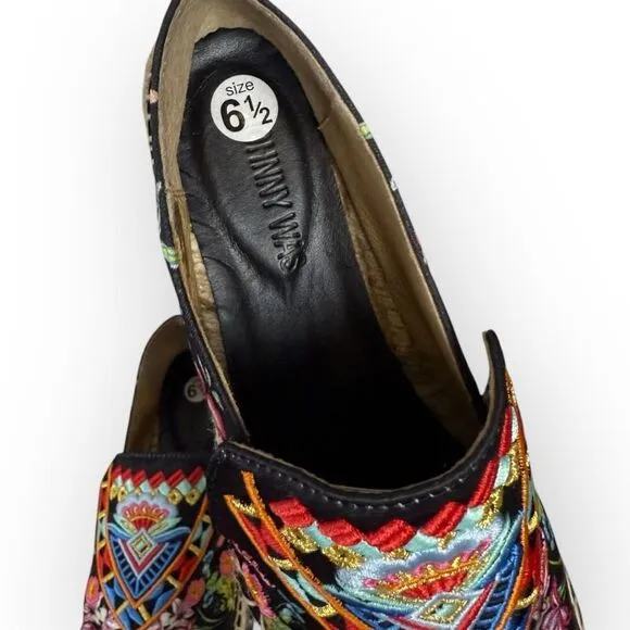 Johnny Was Joshua Platform Embroidered Espadrille 37 (Fits 6-6.5)