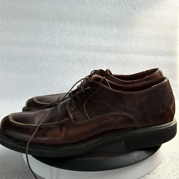 Johnston &amp; Murphy 8 Men’s Loafers Brown Leather Made in Italy Lace Up Dress Shoe