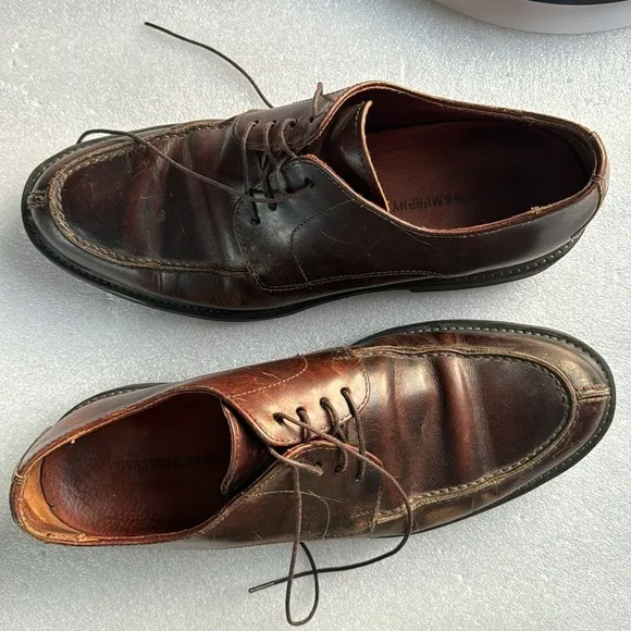 Johnston &amp; Murphy 8 Men’s Loafers Brown Leather Made in Italy Lace Up Dress Shoe