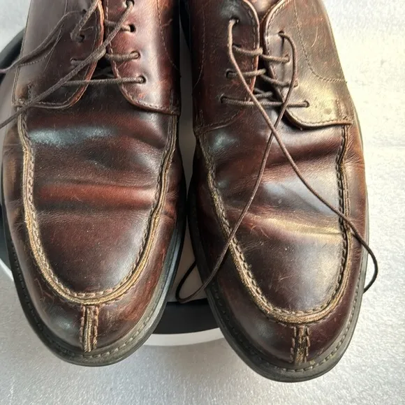 Johnston &amp; Murphy 8 Men’s Loafers Brown Leather Made in Italy Lace Up Dress Shoe