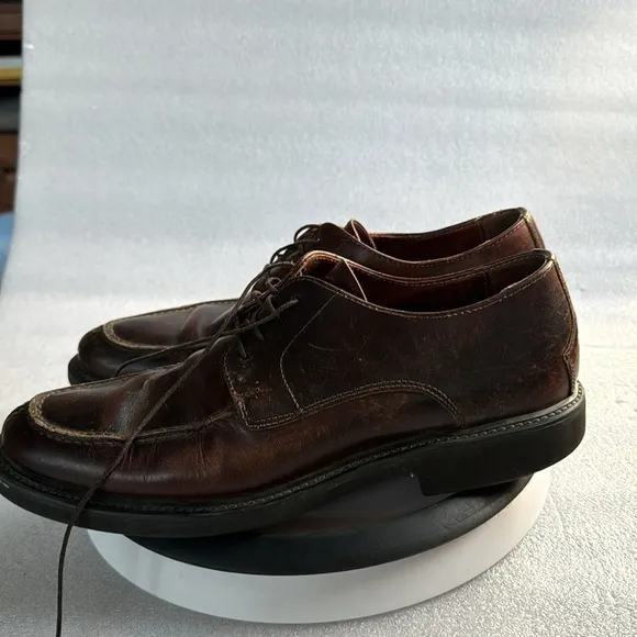 Johnston &amp; Murphy 8 Men’s Loafers Brown Leather Made in Italy Lace Up Dress Shoe