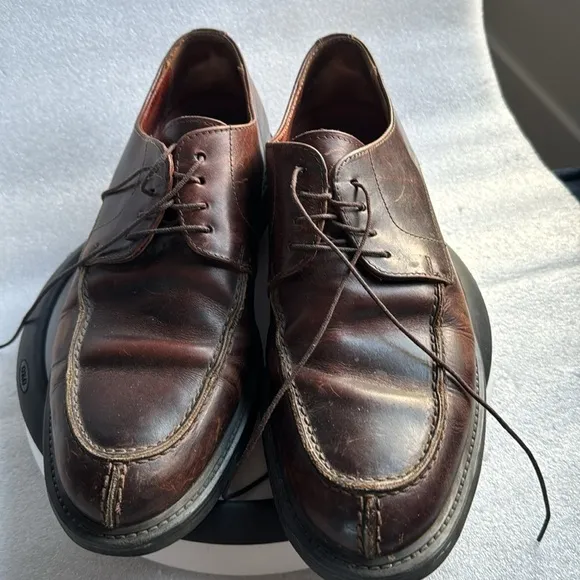 Johnston &amp; Murphy 8 Men’s Loafers Brown Leather Made in Italy Lace Up Dress Shoe