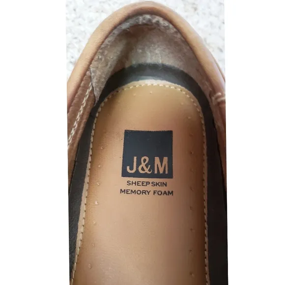 Johnston &amp; Murphy J&amp;M Men's 8.5 Brown Loafer Sheepskin Memory Foam Weaved Shoes