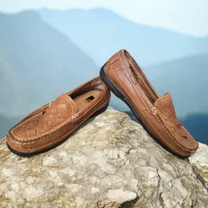 Johnston &amp; Murphy J&amp;M Men's 8.5 Brown Loafer Sheepskin Memory Foam Weaved Shoes