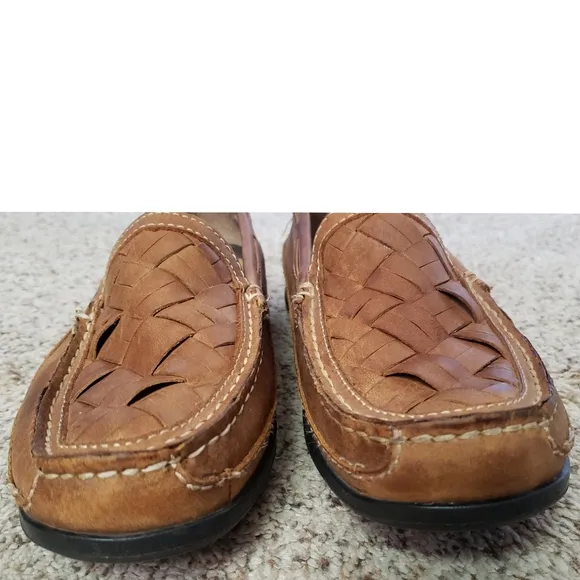 Johnston &amp; Murphy J&amp;M Men's 8.5 Brown Loafer Sheepskin Memory Foam Weaved Shoes