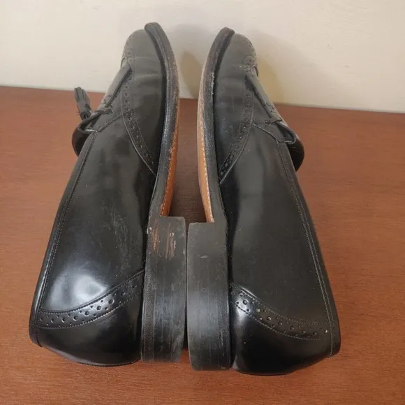 Johnston &amp; Murphy Men's Loafers Tassel Wing Tip Black Leather Size 10 Optima