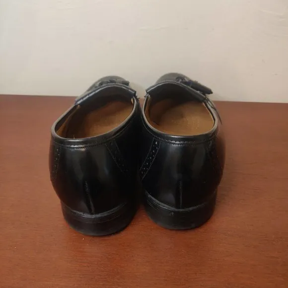 Johnston &amp; Murphy Men's Loafers Tassel Wing Tip Black Leather Size 10 Optima