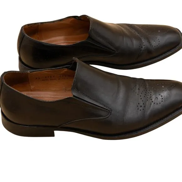 Johnston Murphy Black Leather Handcrafted Italy Brogue Loafers Mens 10 M Dress