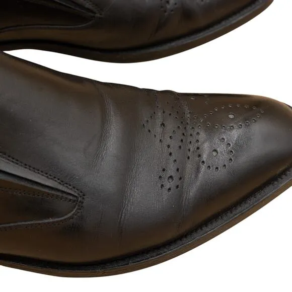 Johnston Murphy Black Leather Handcrafted Italy Brogue Loafers Mens 10 M Dress