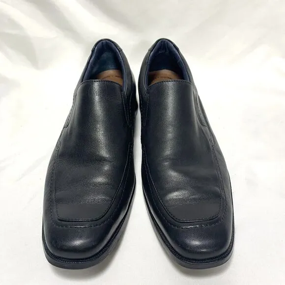 Johnston Murphy Mens Size 9.5M Black Leather Loafers Slip On Dress Shoes