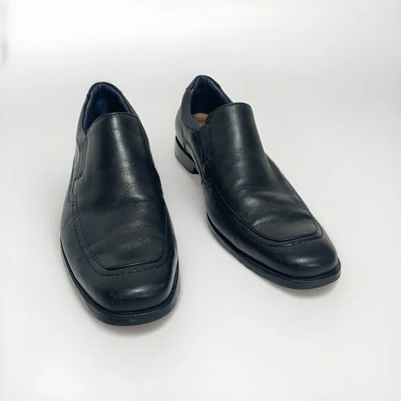Johnston Murphy Mens Size 9.5M Black Leather Loafers Slip On Dress Shoes