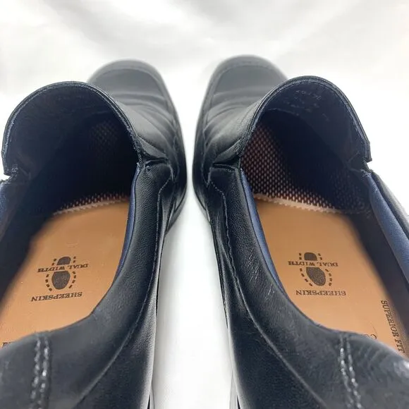 Johnston Murphy Mens Size 9.5M Black Leather Loafers Slip On Dress Shoes