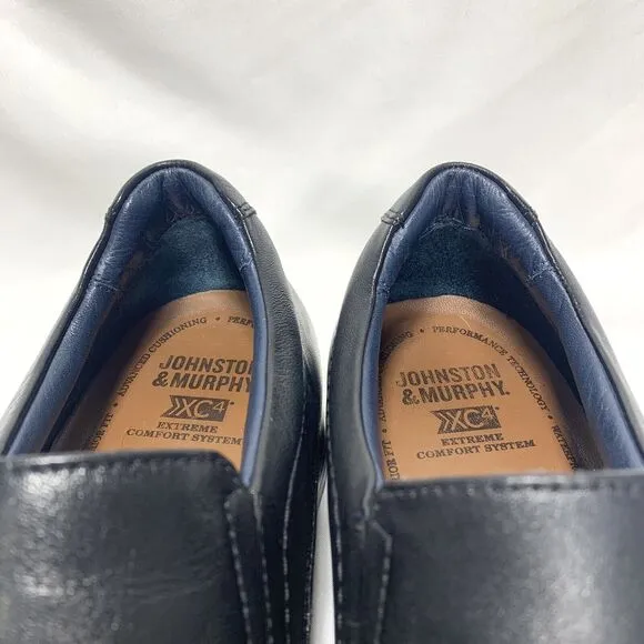 Johnston Murphy Mens Size 9.5M Black Leather Loafers Slip On Dress Shoes