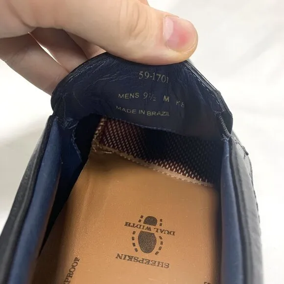 Johnston Murphy Mens Size 9.5M Black Leather Loafers Slip On Dress Shoes