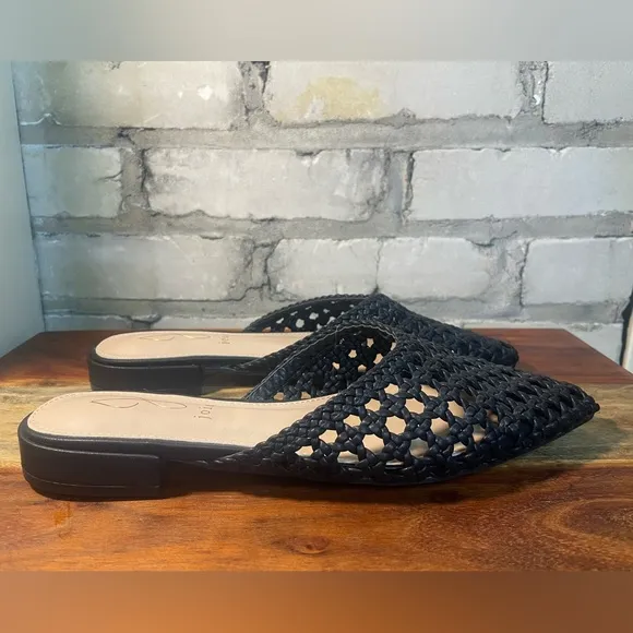 Joie, Behold Pointed Toe Woven Mules/Slides/Flats,  Black Sz 7 &amp; 7.5, NWT
