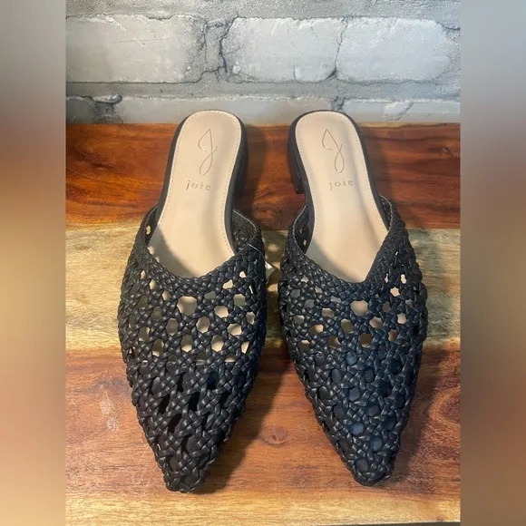 Joie, Behold Pointed Toe Woven Mules/Slides/Flats,  Black Sz 7 &amp; 7.5, NWT
