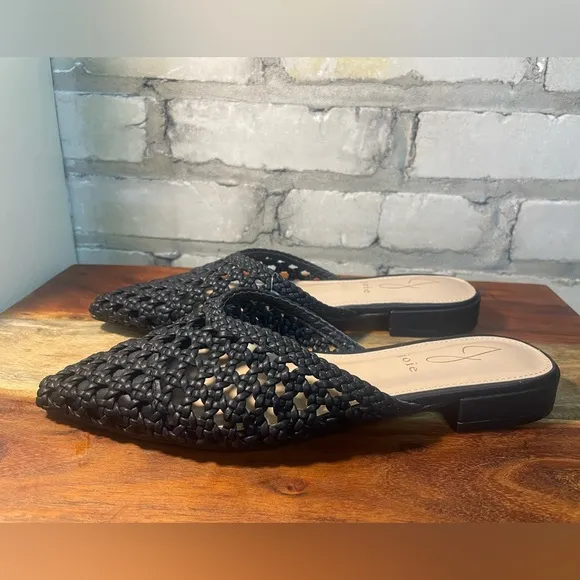 Joie, Behold Pointed Toe Woven Mules/Slides/Flats,  Black Sz 7 &amp; 7.5, NWT