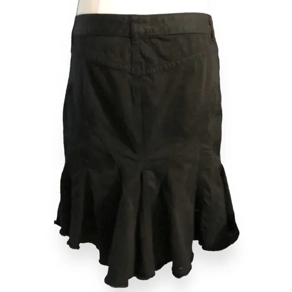 JOIE Black Vintage Cotton Pleated Miniskirt W/ Frayed Hem