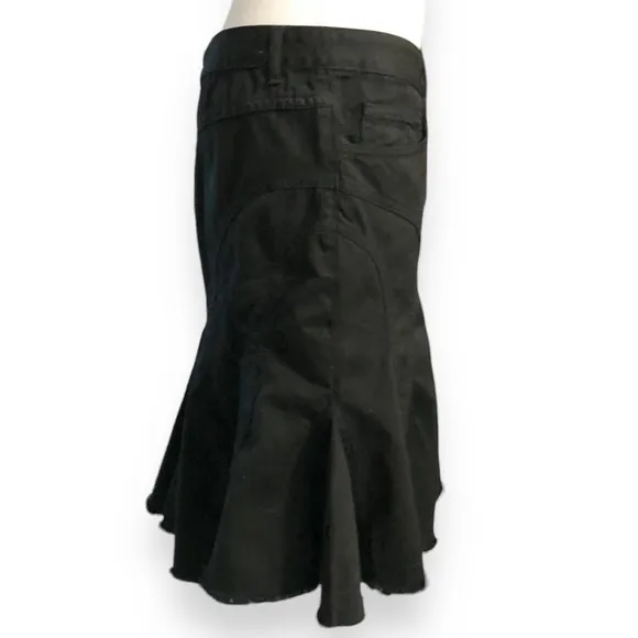 JOIE Black Vintage Cotton Pleated Miniskirt W/ Frayed Hem