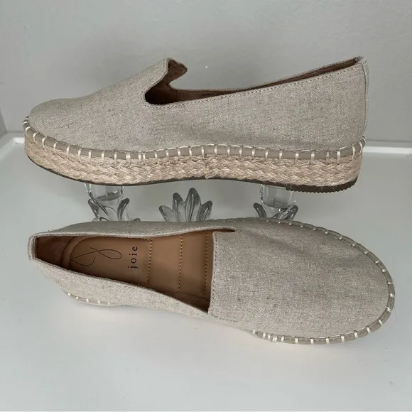 Joie Cara Linen Platform Espadrilles bohemian metallic shimmer boho slip on shoe
