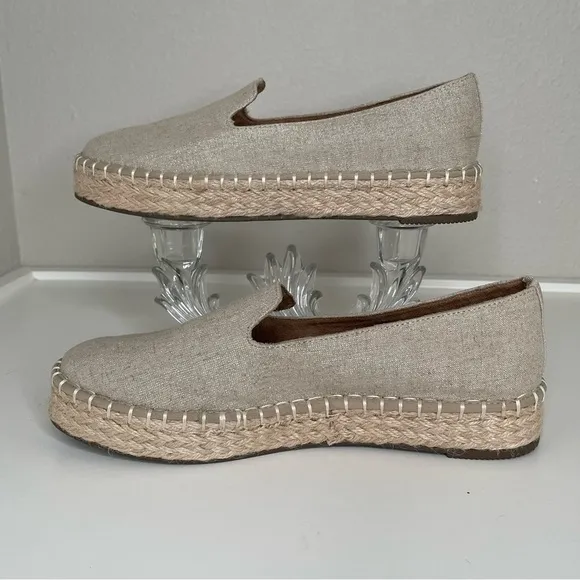 Joie Cara Linen Platform Espadrilles bohemian metallic shimmer boho slip on shoe