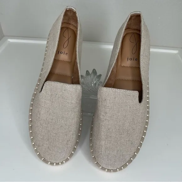 Joie Cara Linen Platform Espadrilles bohemian metallic shimmer boho slip on shoe