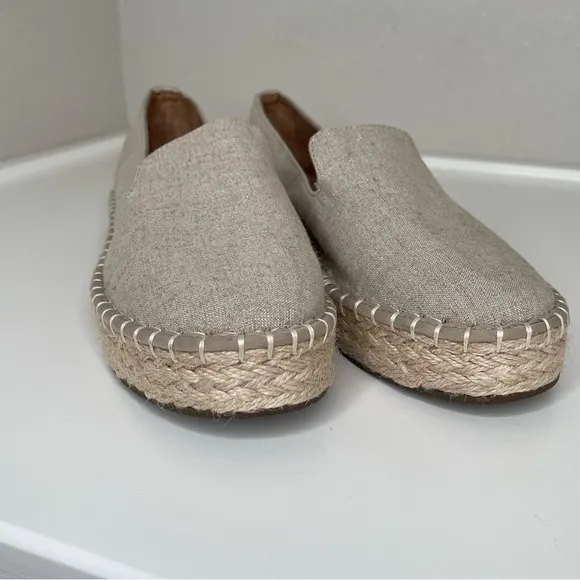 Joie Cara Linen Platform Espadrilles bohemian metallic shimmer boho slip on shoe