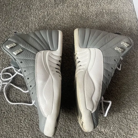 Jordan 12 Gray and White High-Top Sneakers