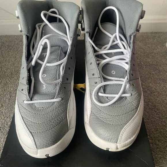 Jordan 12 Gray and White High-Top Sneakers