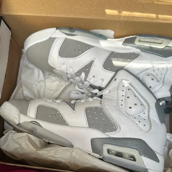 Jordan 6 Retro White and Gray High-Top Sneakers