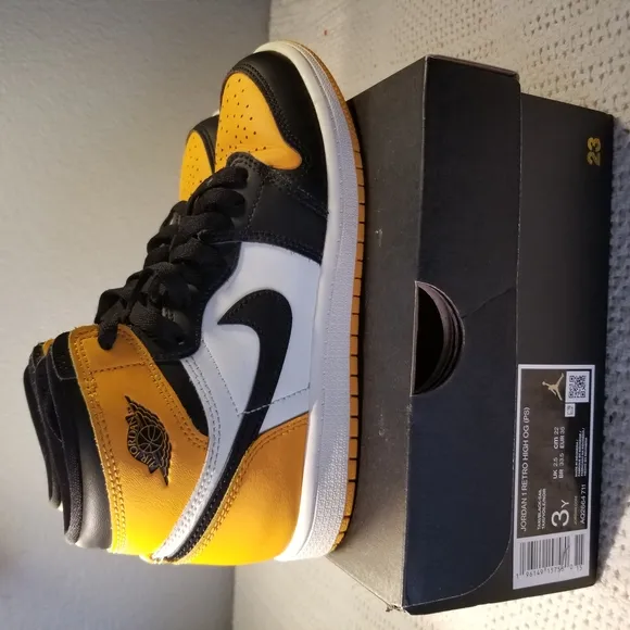 Jordan Black and Yellow High-Top Sneakers