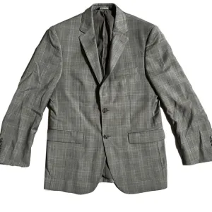 JOS. A. BANK GRAY PLAID TAILORED FIT WOOL BLAZER / SPORTS COAT SIZE 40R