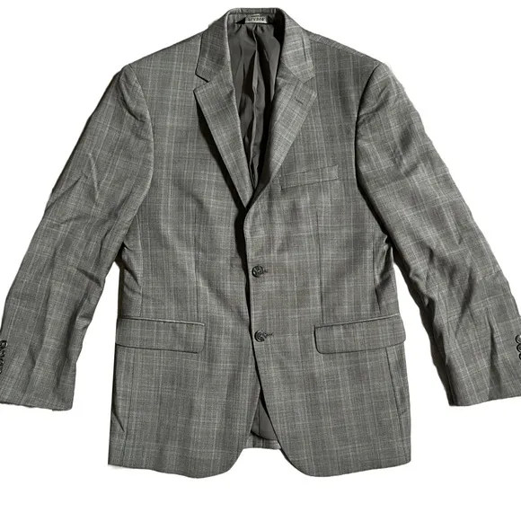 JOS. A. BANK GRAY PLAID TAILORED FIT WOOL BLAZER / SPORTS COAT SIZE 40R