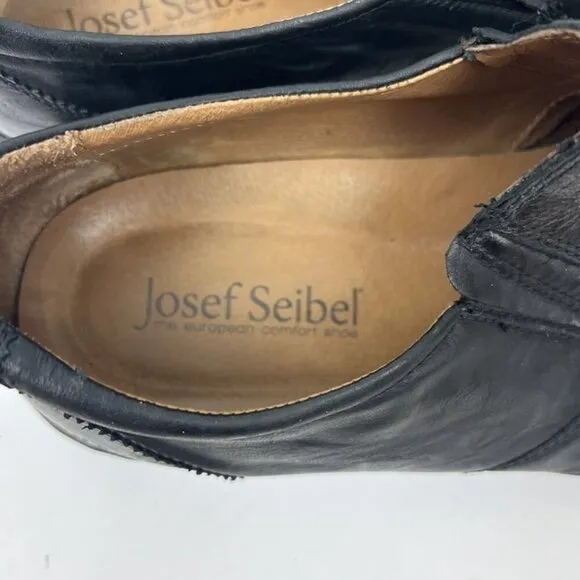 Josef Seibel Douglas Loafers Slip On Men Sz 13 EU 46 Black Leather Dress Shoes
