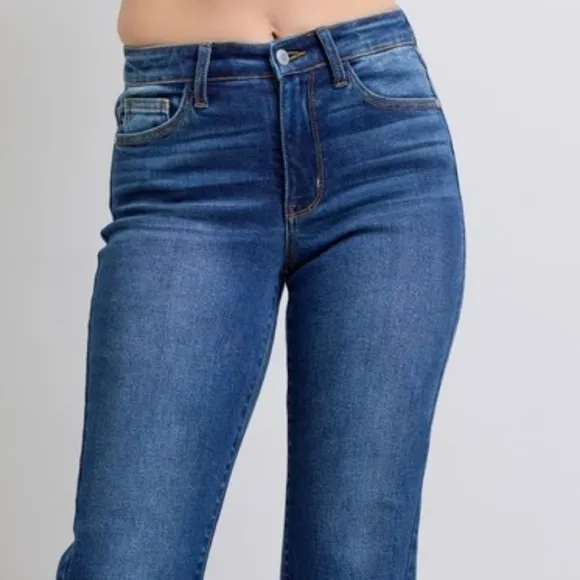 Judy Blue High-Rise Waist Straight Leg Denim Pants Wrap Side Seam Slim Fit Jeans