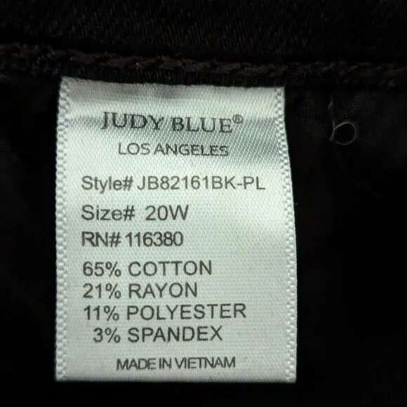 JUDY BLUE Plus Size Black High Waist Destroyed Boyfriend Jeans NWT