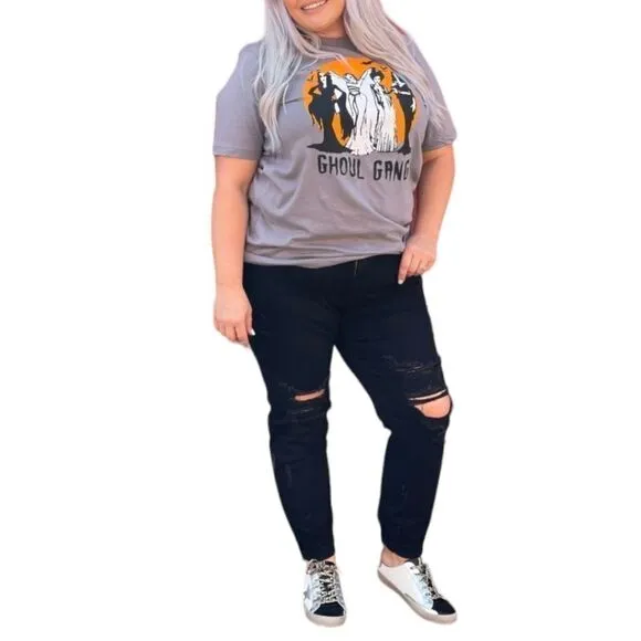 JUDY BLUE Plus Size Black High Waist Destroyed Boyfriend Jeans NWT